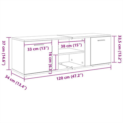 TV Cabinet White 120x34x37 cm Engineered Wood