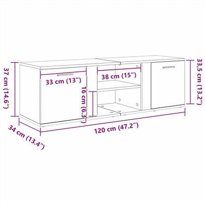 TV Cabinet Concrete Grey 120x34x37 cm Engineered Wood