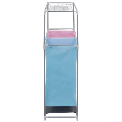 2-Section Laundry Sorter Hampers 2 pcs with a Top Shelf for Drying