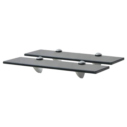 Floating Shelf | Set of 2 | Black | Tempered safety glass | 40x10 cm