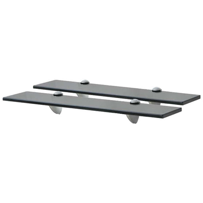 Floating Shelf | Set of 2 | Black | Toughened safety glass | Medium