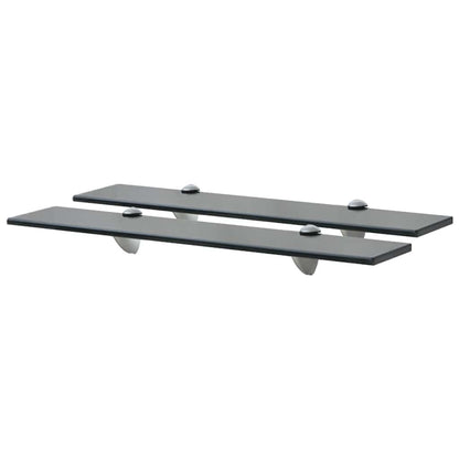 Floating Shelf | Set of 2 | Black | Tempered safety glass, zinc alloy