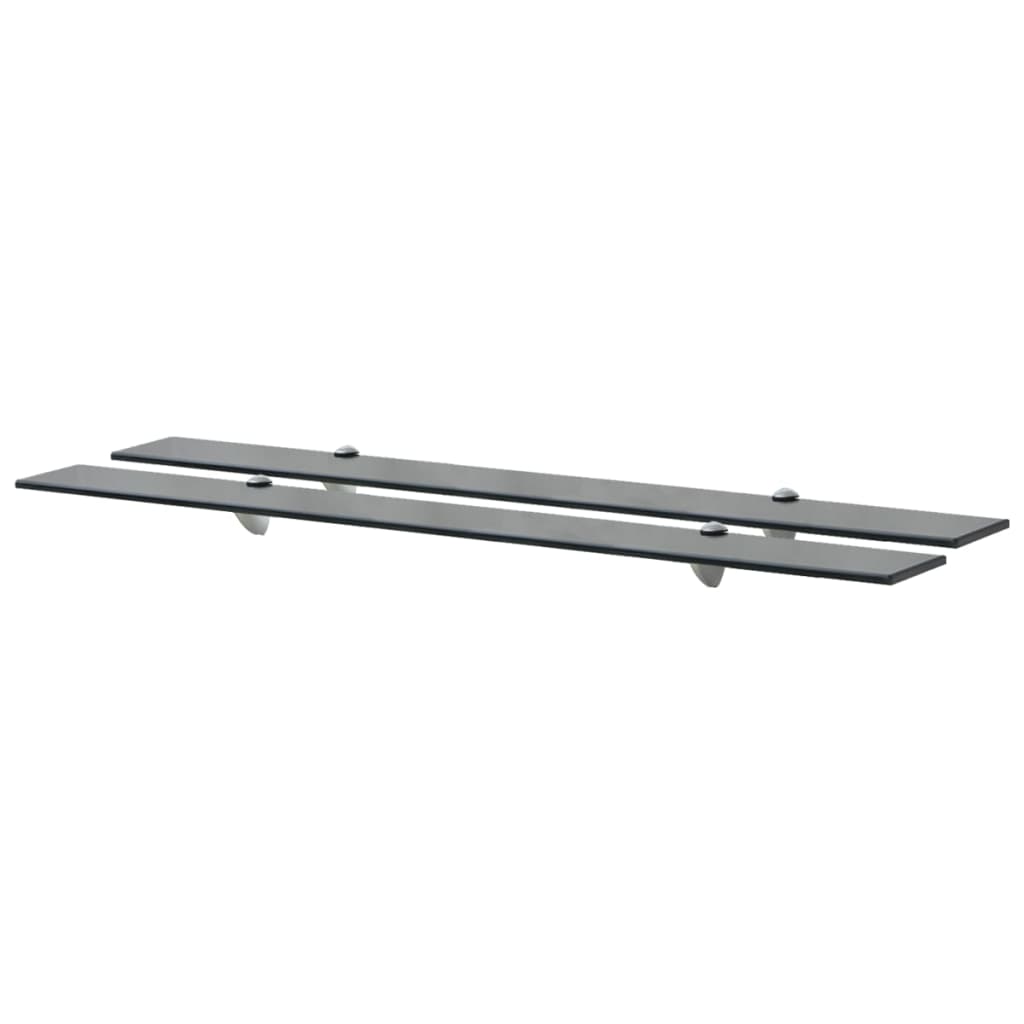 Floating Shelf | Set of 2 | Black | Tempered safety glass, Zinc alloy