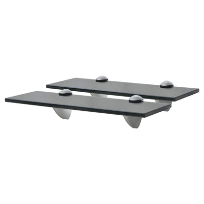 Floating Shelf | Set of 2 | Black | Tempered Safety Glass | 30x20 cm