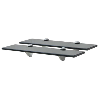 Floating Shelf | Set of 2 | Black | Tempered safety glass | 40x20cm 8mm