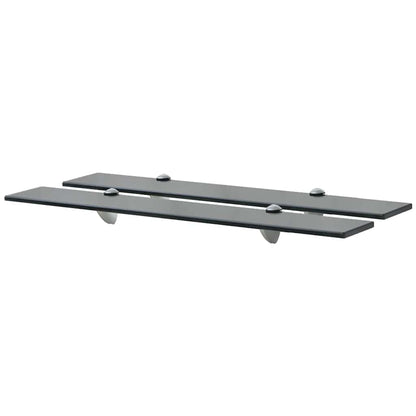 Floating Shelf | Set of 2 | Black | Tempered safety glass, Zinc alloy
