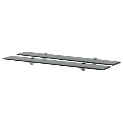 Floating Shelf | Set of 2 | Black | Tempered safety glass, Zinc alloy