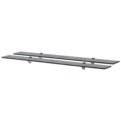 Floating Shelf | Set of 2 | Black | Tempered safety glass | 100x20 cm