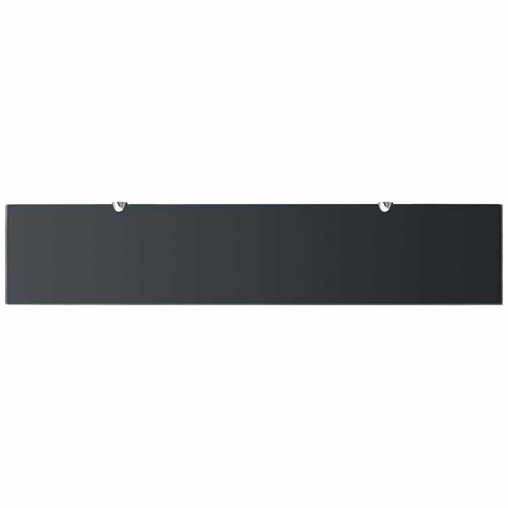 Floating Shelf | Set of 2 | Black | Tempered safety glass | 100x20 cm
