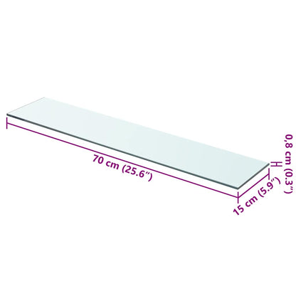Shelves 2 pcs Panel Glass Clear 70x15 cm