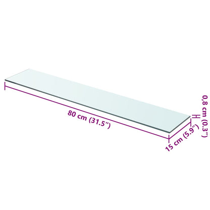 Shelves 2 pcs Panel Glass Clear 80x15 cm