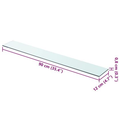 Shelves 2 pcs Panel Glass Clear 90x12 cm