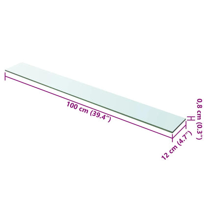 Shelves 2 pcs Panel Glass Clear 100x12 cm