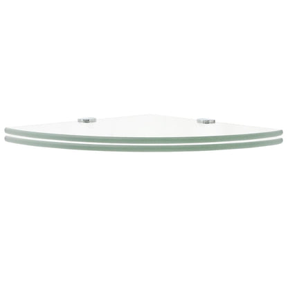 Corner Shelves 2 pcs with Chrome Supports Glass Clear 35x35 cm