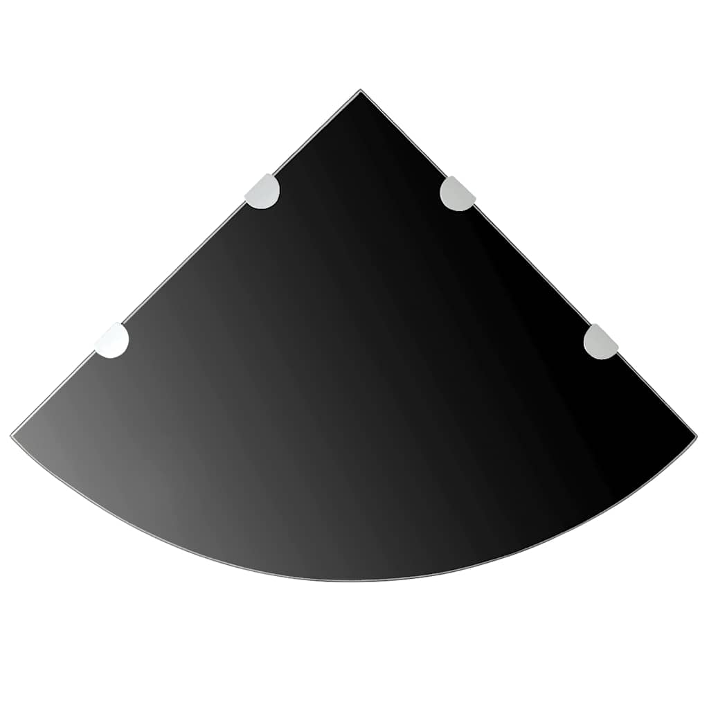 Corner Shelf | Set of 2 | Black | Tempered glass | 45 x 45 cm