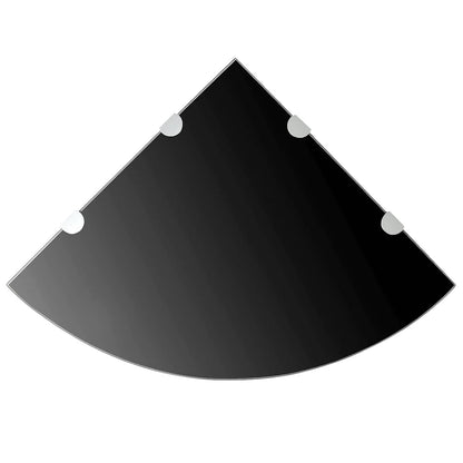 Corner Shelf | Set of 2 | Black | Tempered glass | 45 x 45 cm