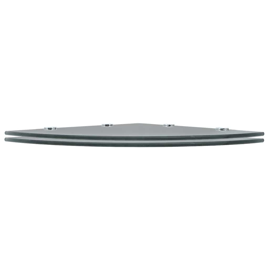 Corner Shelf | Set of 2 | Black | Tempered glass | 45 x 45 cm