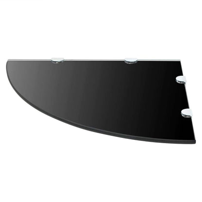 Corner Shelf | Set of 2 | Black | Tempered glass | 45 x 45 cm