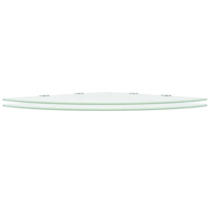 Corner Shelves 2 pcs with Chrome Supports Glass White 45x45 cm