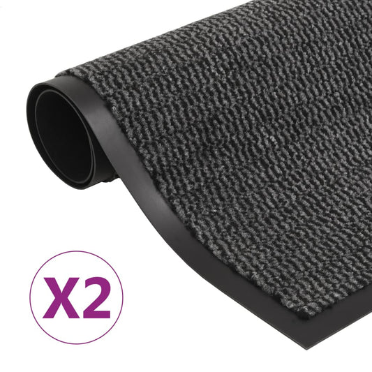 Door Mat | Set of 2 | Anthracite | Polypropylene | 40x60 cm | Non-slip