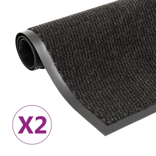 Door Mat | Set of 2 | Black | Polypropylene, Rubber | 40x60 cm | Door Mat
