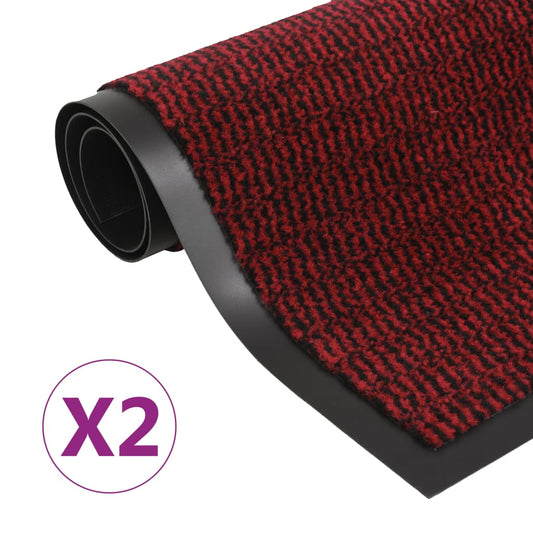 Door Mat | Set of 2 | Red | Polypropylene | 40x60 cm | Durable