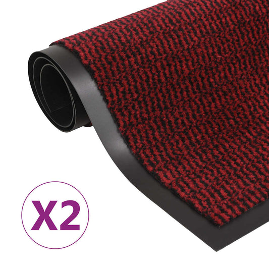 Door Mat | Set of 2 | Red | Tufted polypropylene | 60x90 cm | Door Mat