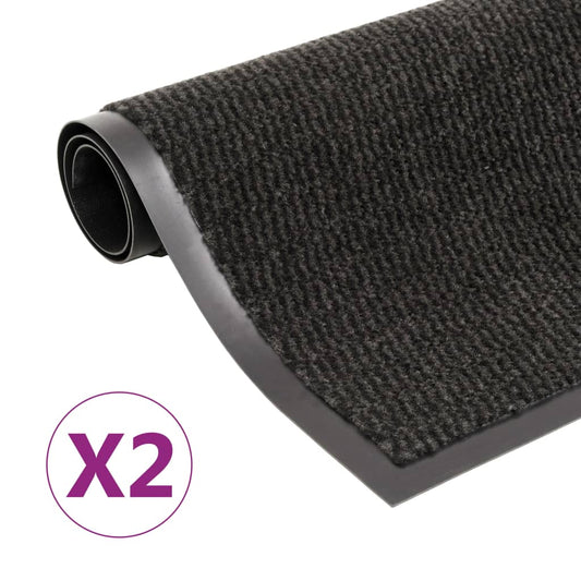 Door Mat | Set of 2 | Black | Tufted polypropylene with rubber backing