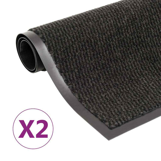 Door Mat | Set of 2 | Black | Tufted polypropylene, rubber backing