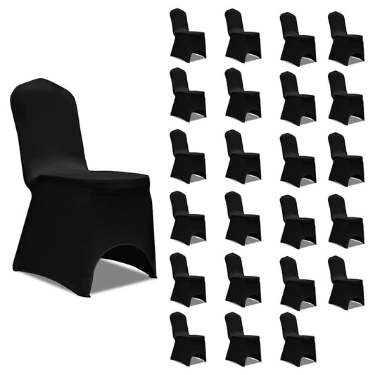 Chair Cover | Set of 24 | Black | 90% Polyester, 10% Elastane | Universal