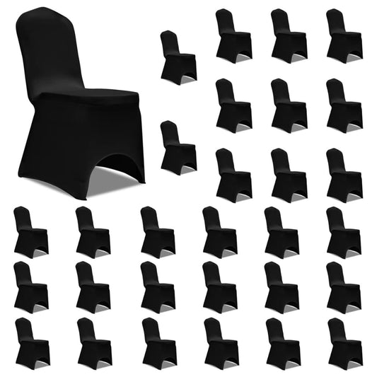 Chair Cover | Set of 30 | Black | 90% Polyester, 10% Elastane | Universal