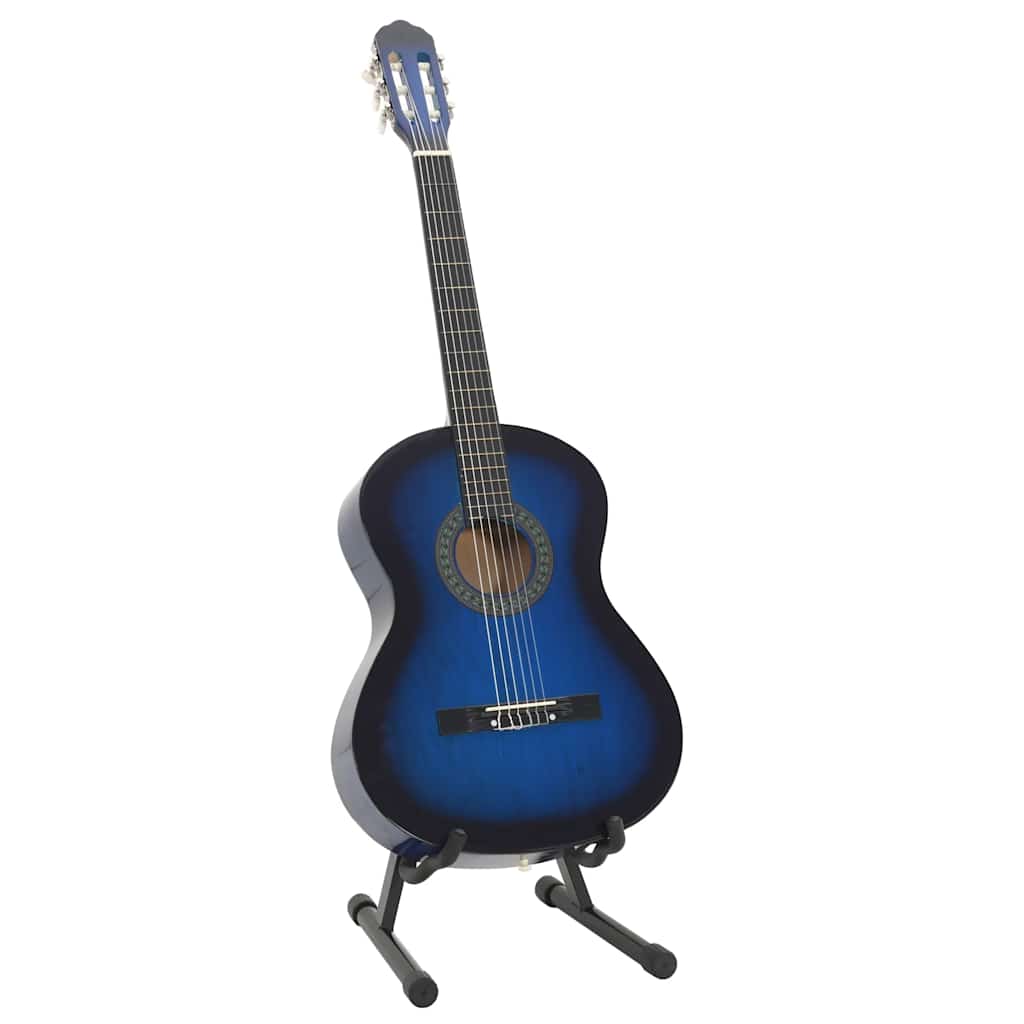12 Piece Classical Guitar Beginner Set Blue 4/4 39"