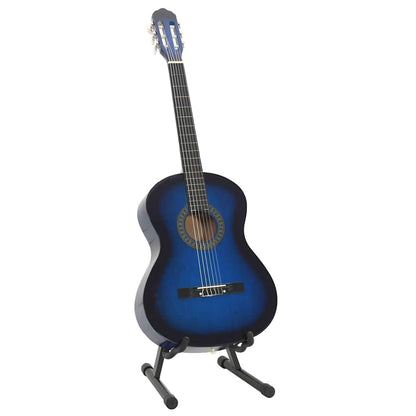 12 Piece Classical Guitar Beginner Set Blue 4/4 39"