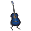 12 Piece Classical Guitar Beginner Set Blue 4/4 39"
