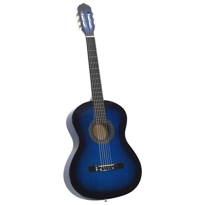 12 Piece Classical Guitar Beginner Set Blue 4/4 39"