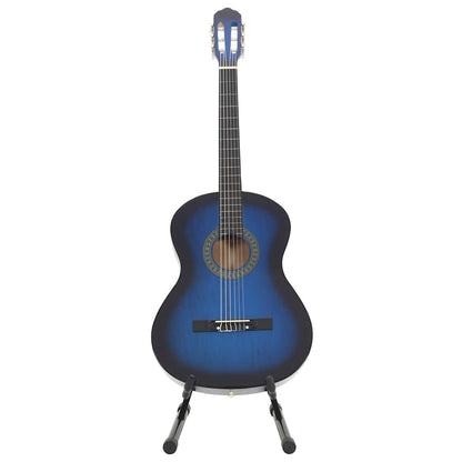 12 Piece Classical Guitar Beginner Set Blue 4/4 39"