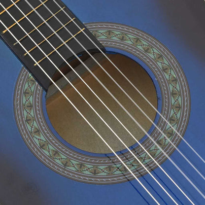 8 Piece Classical Guitar Beginner Set Blue 3/4 36"