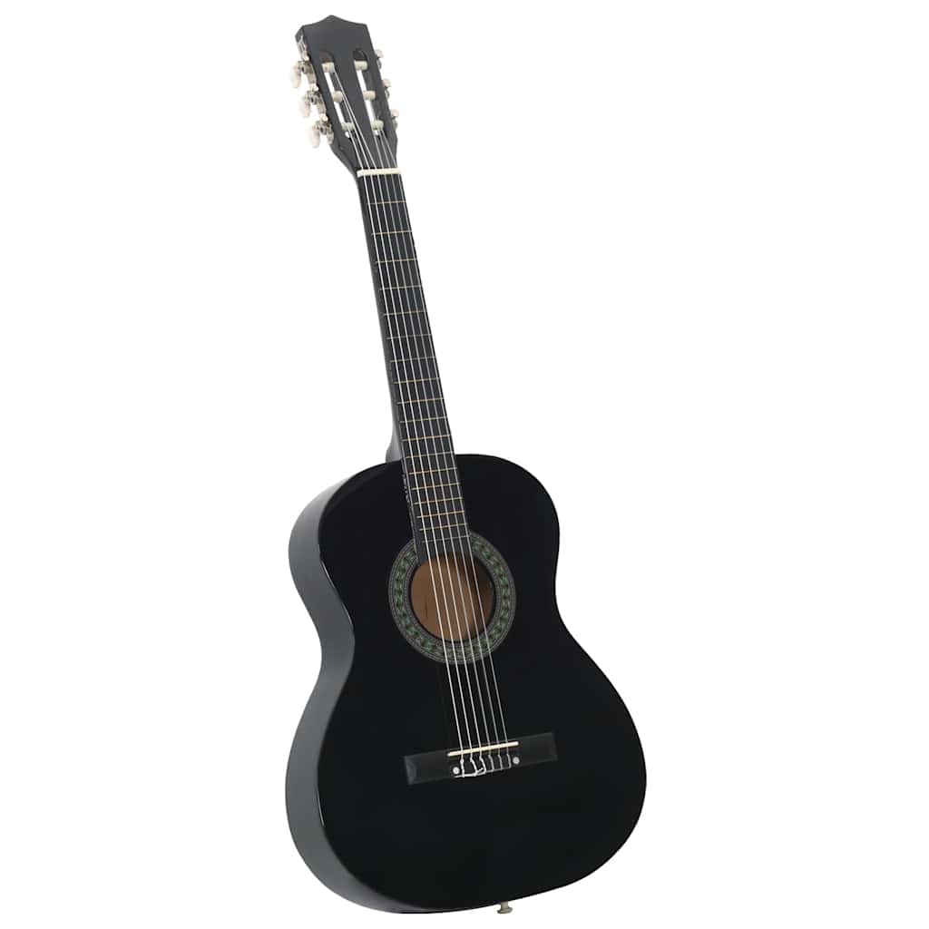 8 Piece Classical Guitar Beginner Set Black 3/4 36"