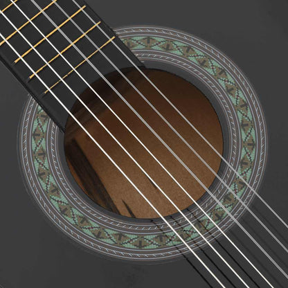 8 Piece Classical Guitar Beginner Set Black 3/4 36"