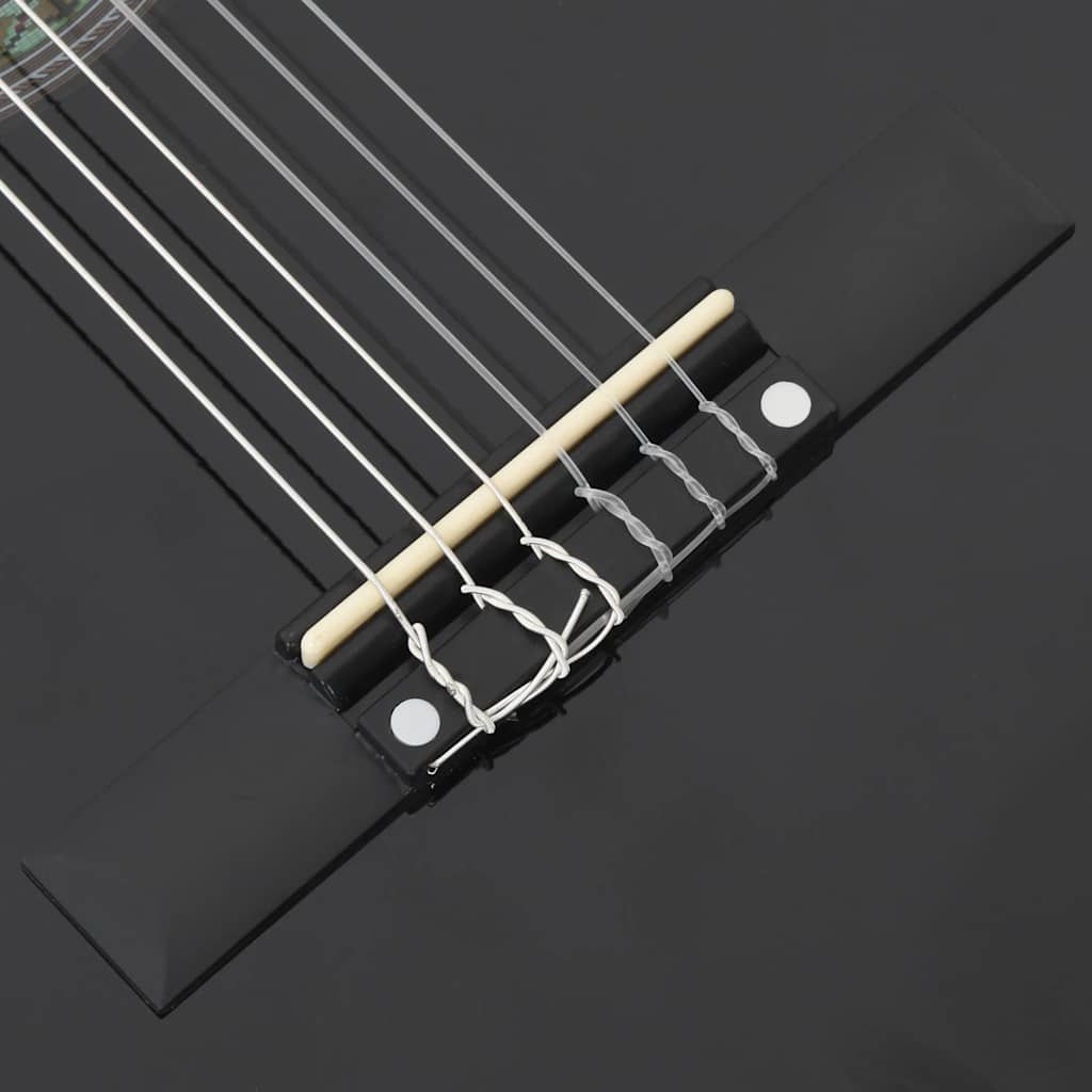 8 Piece Classical Guitar Beginner Set Black 3/4 36"