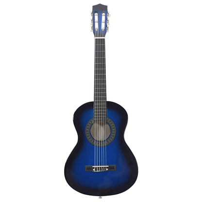 8 Piece Classical Guitar Beginner Set Blue 1/2 34"