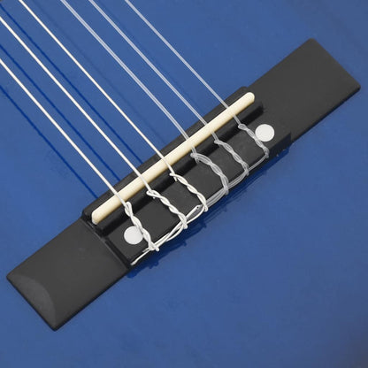 8 Piece Classical Guitar Beginner Set Blue 1/2 34"