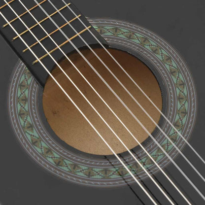 8 Piece Classical Guitar Beginner Set Black 1/2 34"