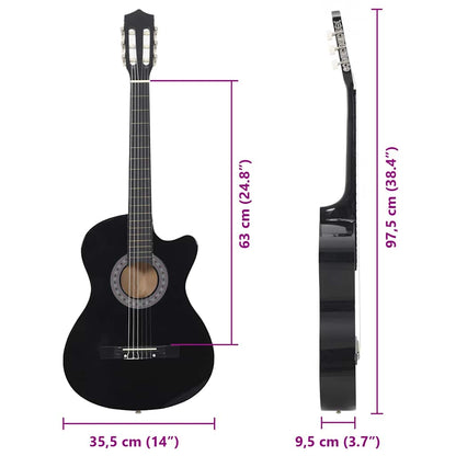 Western Classical Cutaway Guitar with 6 Strings Black 38"