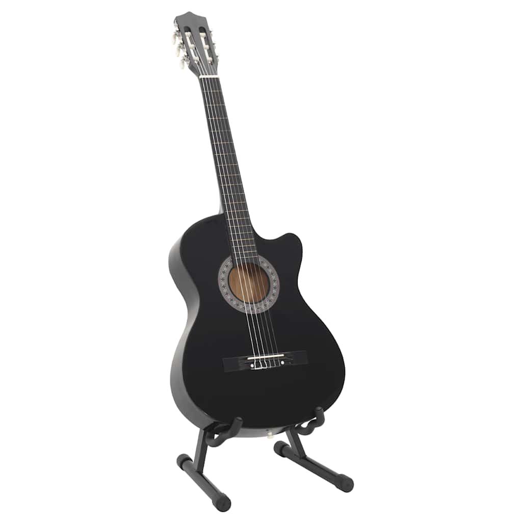 12 Piece Western Classical Guitar Set with 6 Strings Black 38"