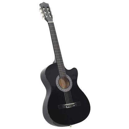 12 Piece Western Classical Guitar Set with 6 Strings Black 38"