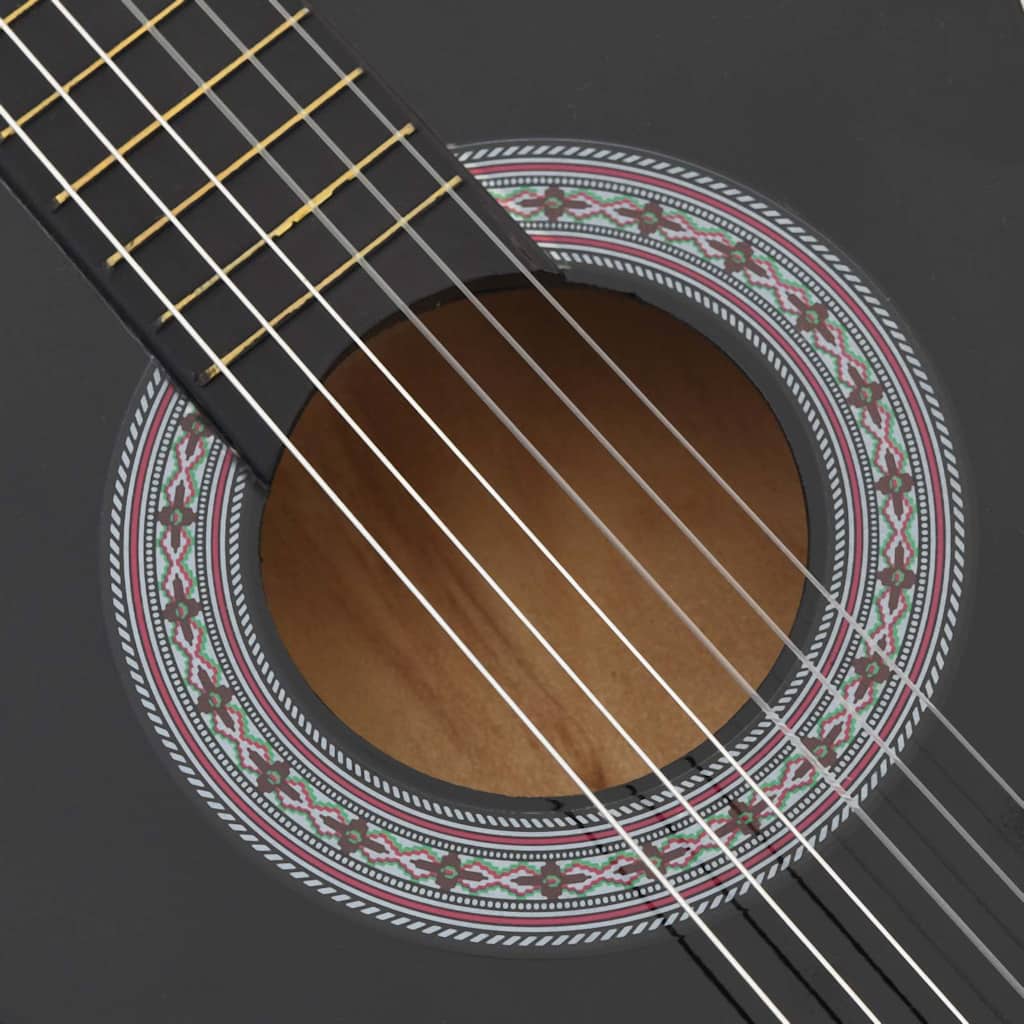 12 Piece Western Classical Guitar Set with 6 Strings Black 38"