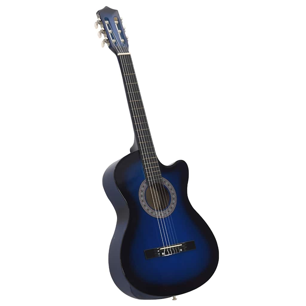 Western Classical Cutaway Guitar with 6 Strings Blue Shaded 38