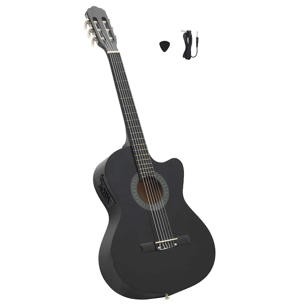 Western Classical Cutaway Guitar with Equalizer 6 Strings Black