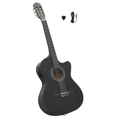 Western Classical Cutaway Guitar with Equalizer 6 Strings Black
